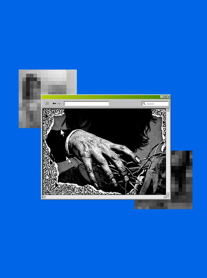 Blue-toned collage key art for the exposé “A Pulpit for Pastors of Porn.”